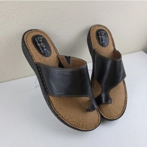 BOC Born Concepts Sandals Womens 9 Slide Black Slip On Leather Comfort C65703